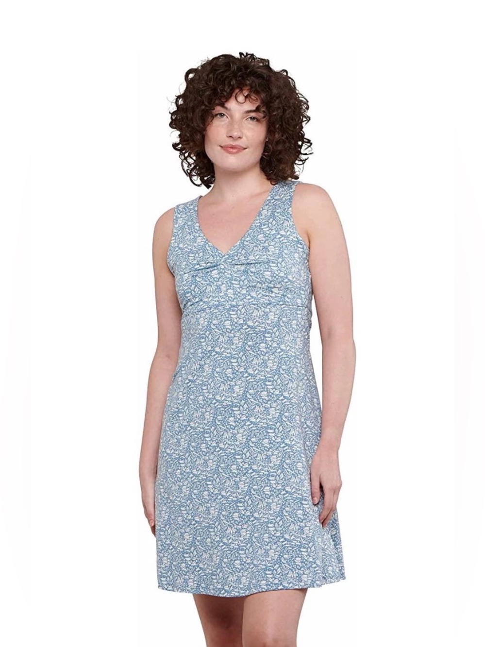 Toad & Co Rosemarie Dress Blue & White Sleeveless Size Medium